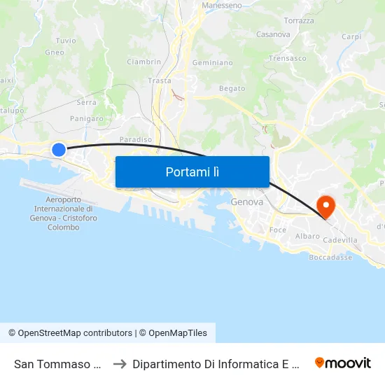 San Tommaso 2/Vado to Dipartimento Di Informatica E Matematica map