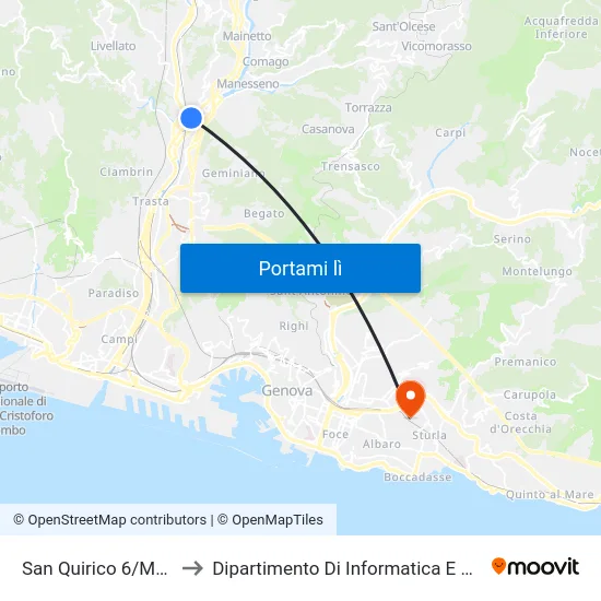 San Quirico 6/Morigallo to Dipartimento Di Informatica E Matematica map
