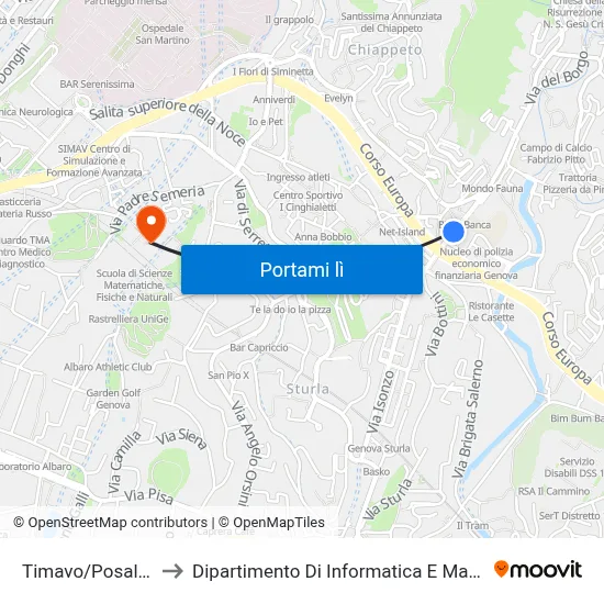 Timavo/Posalunga to Dipartimento Di Informatica E Matematica map