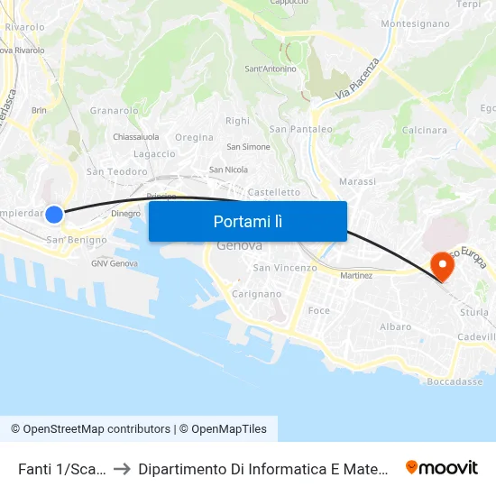 Fanti 1/Scassi to Dipartimento Di Informatica E Matematica map