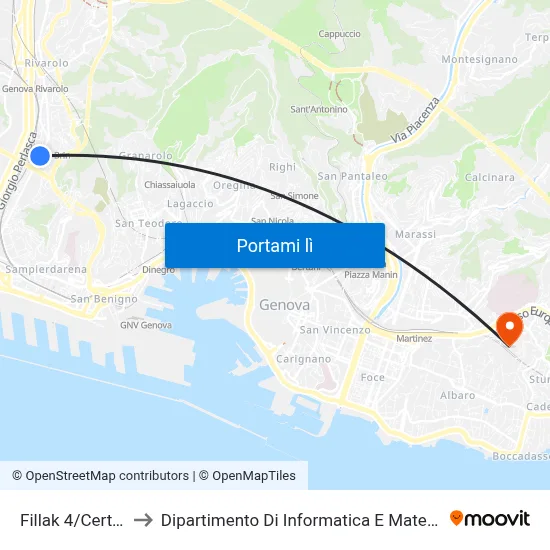 Fillak 4/Certosa to Dipartimento Di Informatica E Matematica map