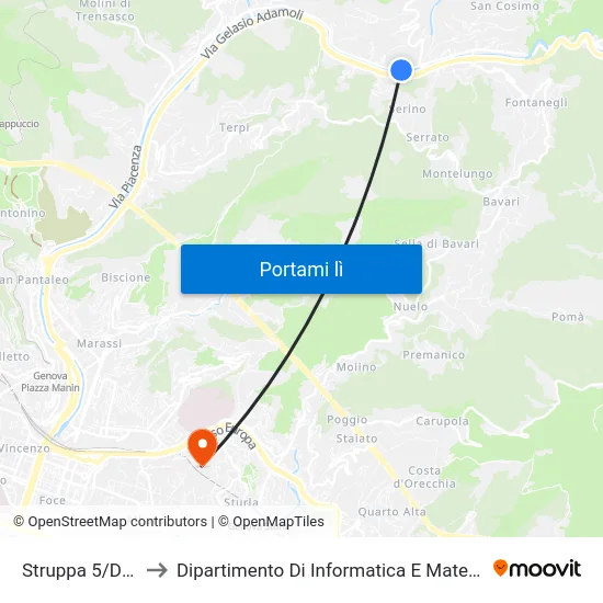 Struppa 5/Doria to Dipartimento Di Informatica E Matematica map