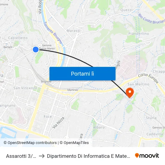 Assarotti 3/Asl to Dipartimento Di Informatica E Matematica map