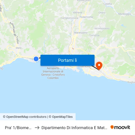 Pra' 1/Biomedical to Dipartimento Di Informatica E Matematica map