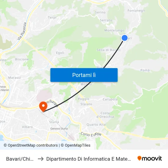 Bavari/Chiesa to Dipartimento Di Informatica E Matematica map