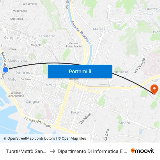 Turati/Metrò San Giorgio to Dipartimento Di Informatica E Matematica map