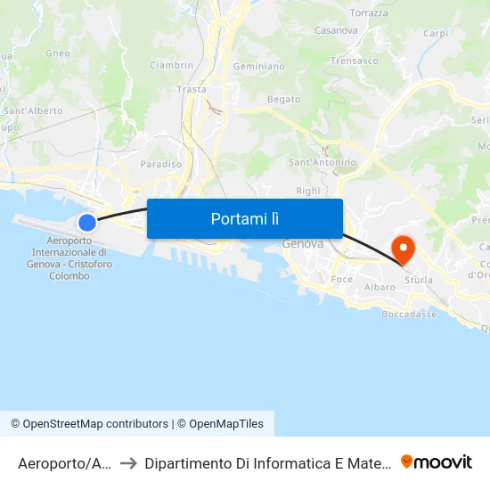 Aeroporto/Arrivi to Dipartimento Di Informatica E Matematica map