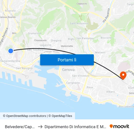Belvedere/Capolinea to Dipartimento Di Informatica E Matematica map