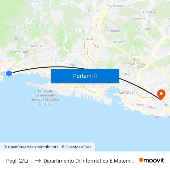 Pegli 2/Lido to Dipartimento Di Informatica E Matematica map
