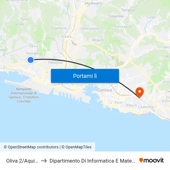 Oliva 2/Aquileia to Dipartimento Di Informatica E Matematica map