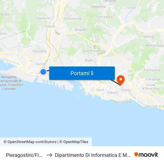 Pieragostini/Fiumara to Dipartimento Di Informatica E Matematica map