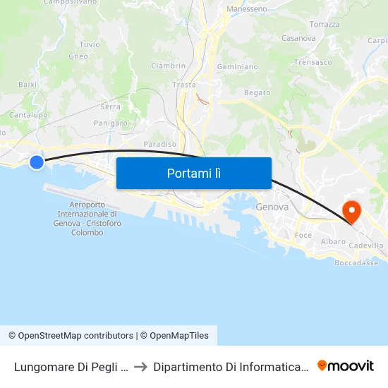 Lungomare Di Pegli 2/Varenna to Dipartimento Di Informatica E Matematica map