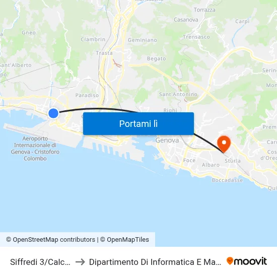 Siffredi 3/Calcinara to Dipartimento Di Informatica E Matematica map