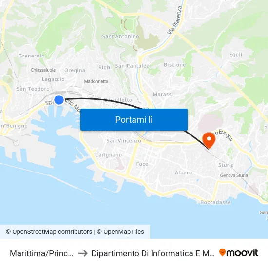 Marittima/Principe FS to Dipartimento Di Informatica E Matematica map