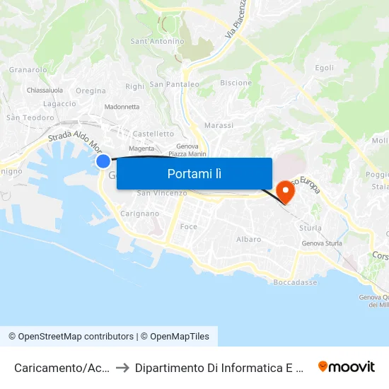 Caricamento/Acquario to Dipartimento Di Informatica E Matematica map