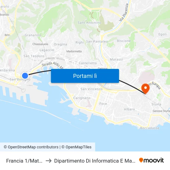 Francia 1/Matitone to Dipartimento Di Informatica E Matematica map