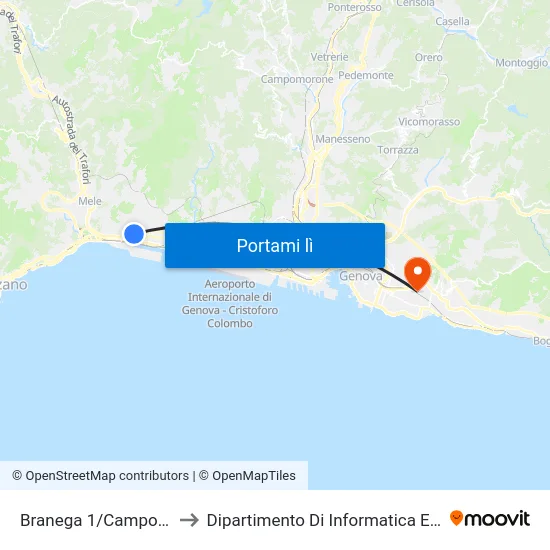 Branega 1/Campo Sportivo to Dipartimento Di Informatica E Matematica map