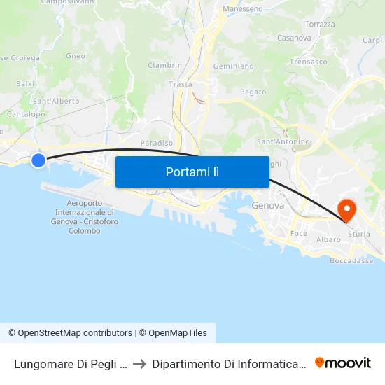 Lungomare Di Pegli 1/Varenna to Dipartimento Di Informatica E Matematica map