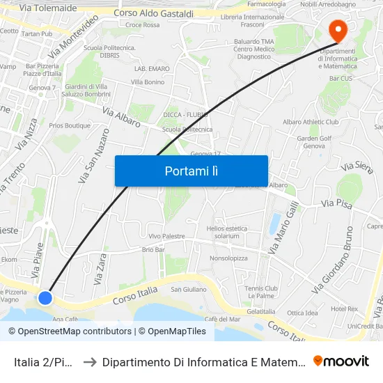 Italia 2/Piave to Dipartimento Di Informatica E Matematica map
