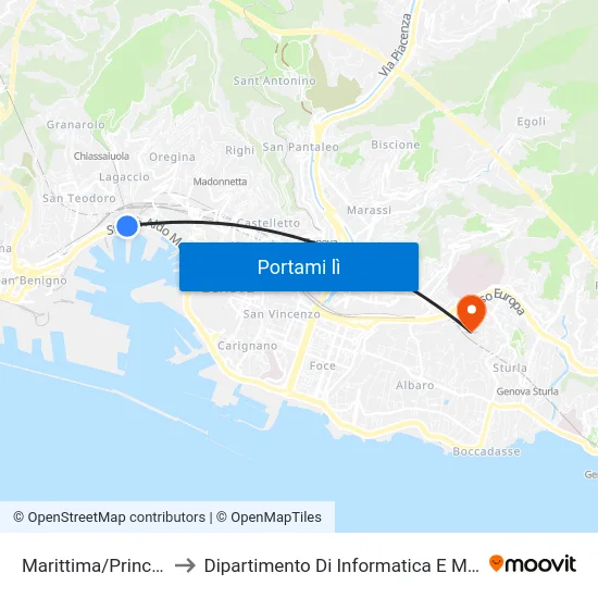 Marittima/Principe FS to Dipartimento Di Informatica E Matematica map