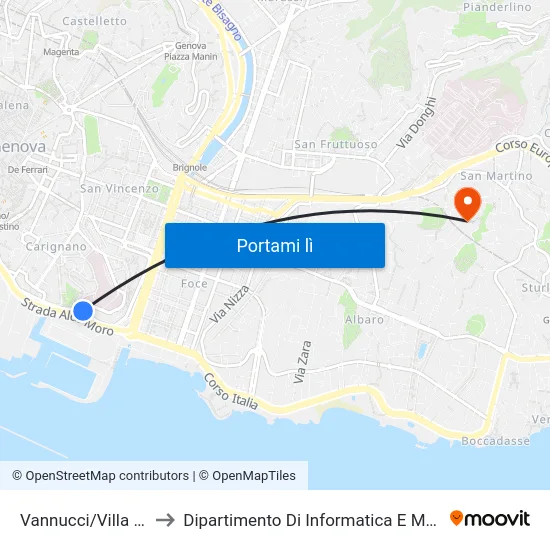 Vannucci/Villa Croce to Dipartimento Di Informatica E Matematica map
