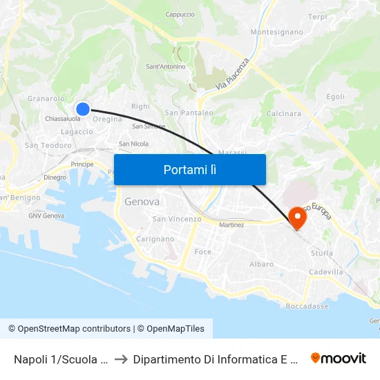 Napoli 1/Scuola Mazza to Dipartimento Di Informatica E Matematica map