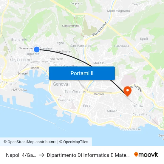 Napoli 4/Gaeta to Dipartimento Di Informatica E Matematica map