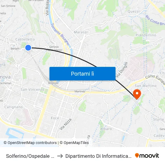 Solferino/Ospedale Evangelico to Dipartimento Di Informatica E Matematica map