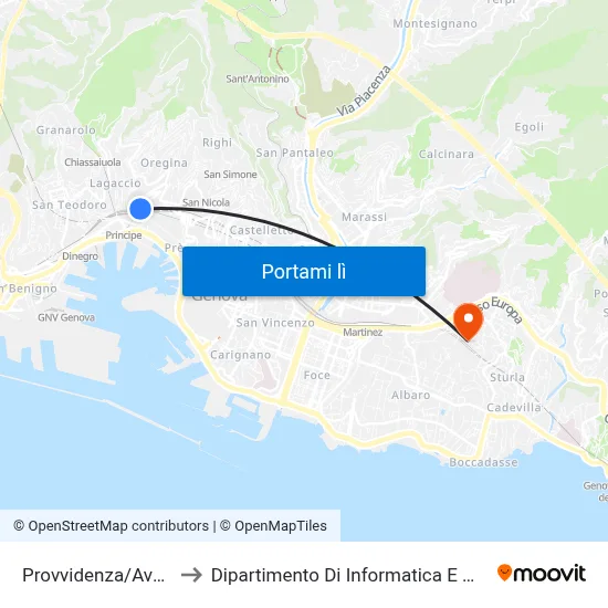 Provvidenza/Avezzana to Dipartimento Di Informatica E Matematica map