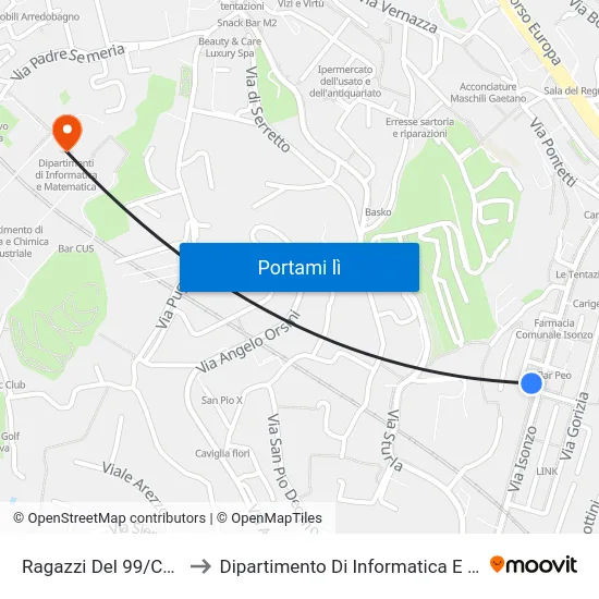Ragazzi Del 99/Capolinea to Dipartimento Di Informatica E Matematica map