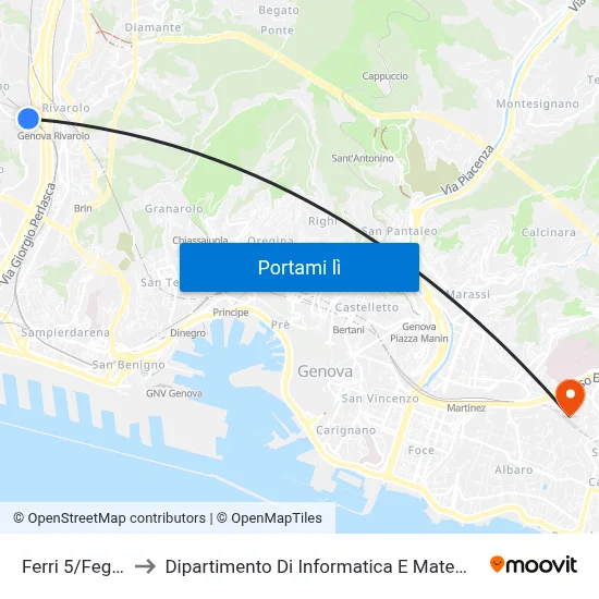 Ferri 5/Fegino to Dipartimento Di Informatica E Matematica map