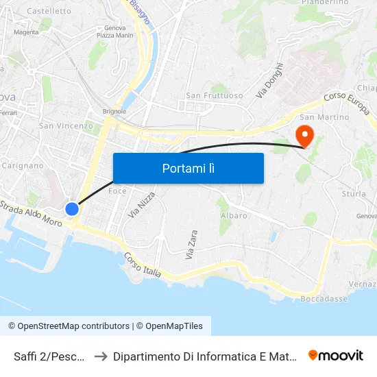 Saffi 2/Pescatori to Dipartimento Di Informatica E Matematica map