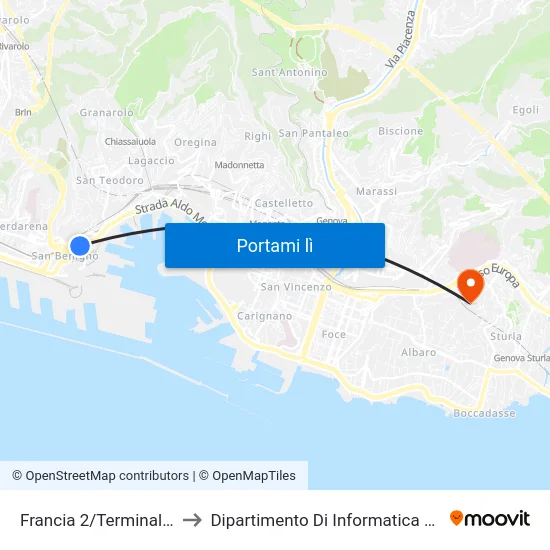 Francia 2/Terminal Traghetti to Dipartimento Di Informatica E Matematica map