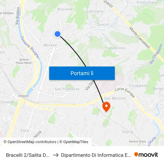 Bracelli 2/Salita Dell'Aquila to Dipartimento Di Informatica E Matematica map