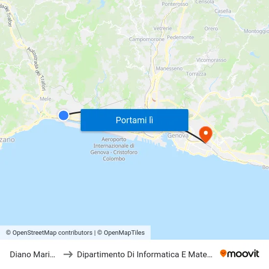 Diano Marina 2 to Dipartimento Di Informatica E Matematica map