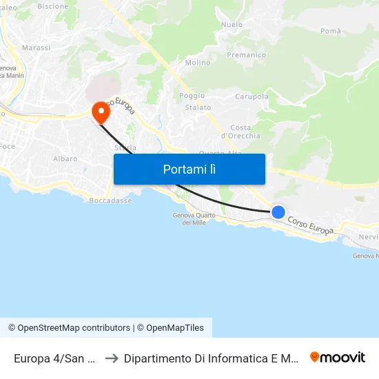 Europa 4/San Pietro to Dipartimento Di Informatica E Matematica map