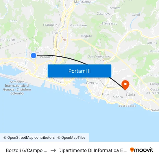 Borzoli 6/Campo Sportivo to Dipartimento Di Informatica E Matematica map