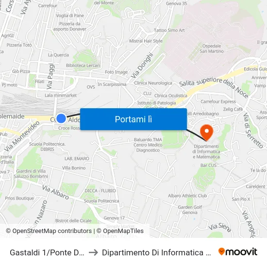 Gastaldi 1/Ponte Di Terralba to Dipartimento Di Informatica E Matematica map