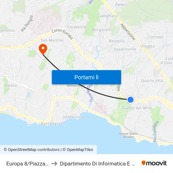 Europa 8/Piazza Nievo to Dipartimento Di Informatica E Matematica map