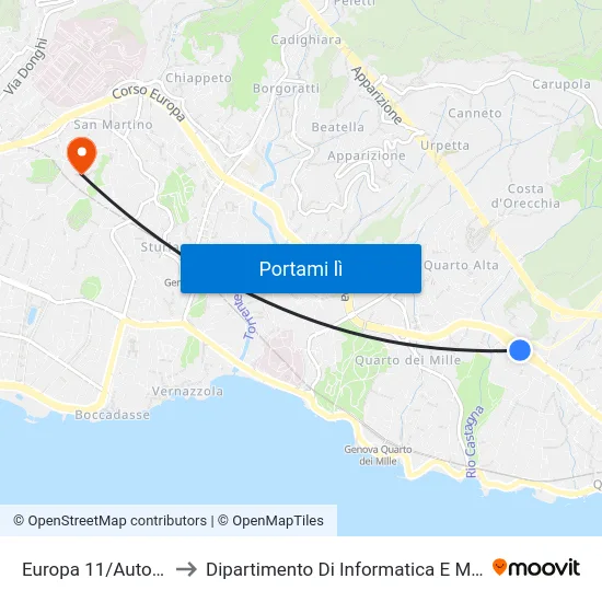 Europa 11/Autostrada to Dipartimento Di Informatica E Matematica map