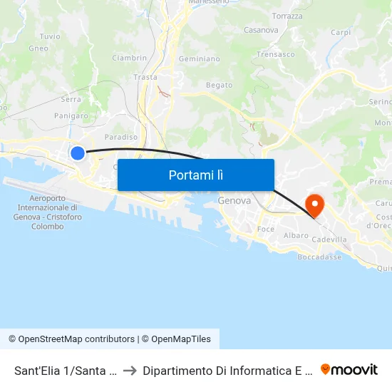 Sant'Elia 1/Santa Cristina to Dipartimento Di Informatica E Matematica map