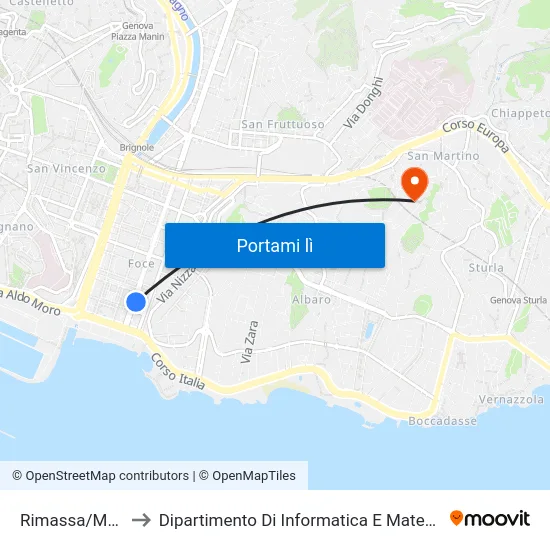 Rimassa/Morin to Dipartimento Di Informatica E Matematica map