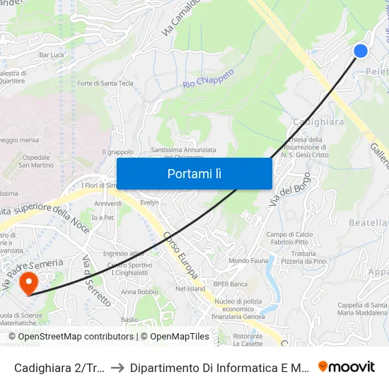 Cadighiara 2/Tre Pini to Dipartimento Di Informatica E Matematica map