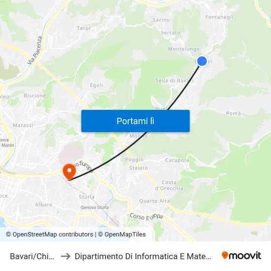 Bavari/Chiesa to Dipartimento Di Informatica E Matematica map