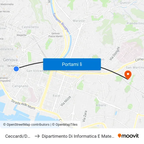 Ceccardi/Dante to Dipartimento Di Informatica E Matematica map