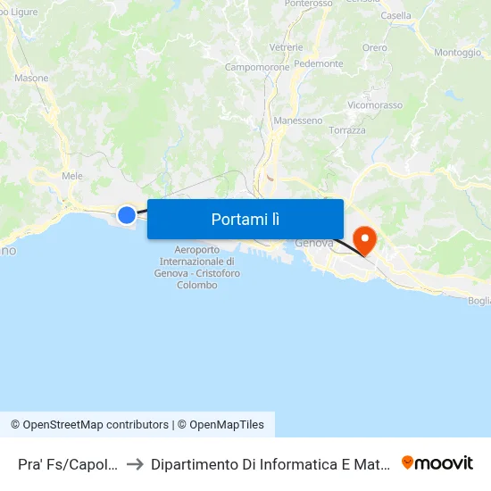 Pra' Fs/Capolinea to Dipartimento Di Informatica E Matematica map