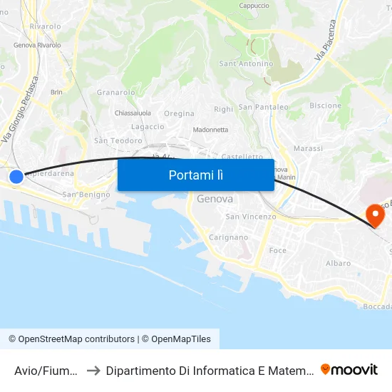 Avio/Fiumara to Dipartimento Di Informatica E Matematica map