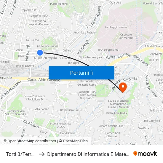 Torti 3/Terralba to Dipartimento Di Informatica E Matematica map