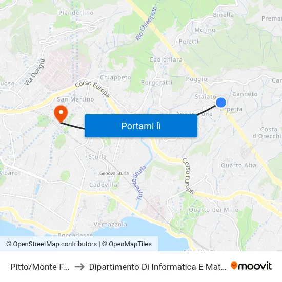 Pitto/Monte Fasce to Dipartimento Di Informatica E Matematica map