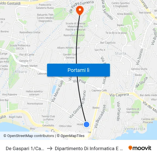 De Gaspari 1/Cavallotti to Dipartimento Di Informatica E Matematica map